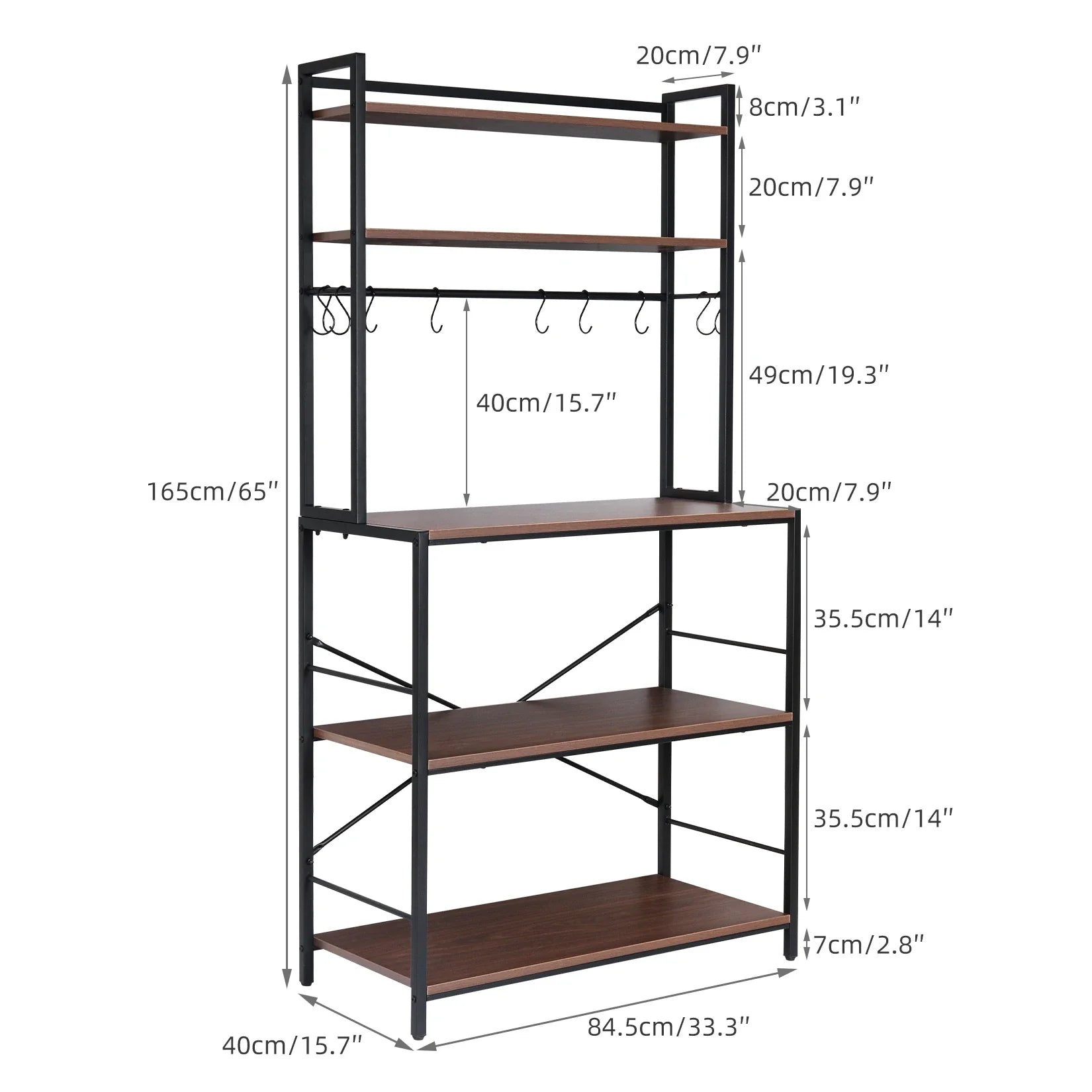 1PCS 5 - Tier Kitchen Bakers Rack Utility Storage Cabinet Floor Standing Microwave Oven Stand Shelves Pantry Spice Rack