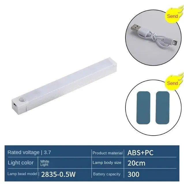 1PCS Human Ultra - thin Sensing Intelligent USB Charging Sensing Light Strip Display Cabinet Kitchen Wardrobe Dimming Light