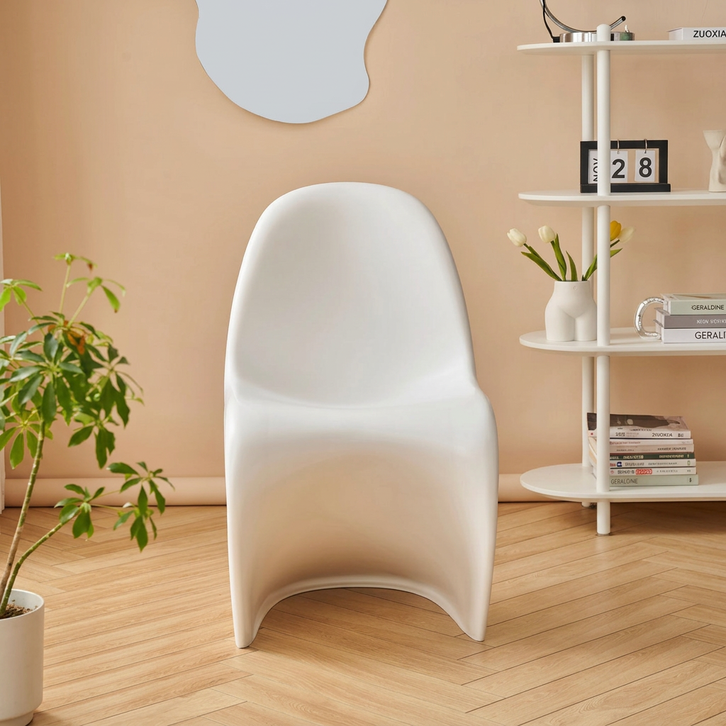 2. Aimee white dining chair viewed from the front