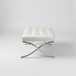 2. Barcelona white leather ottoman front view