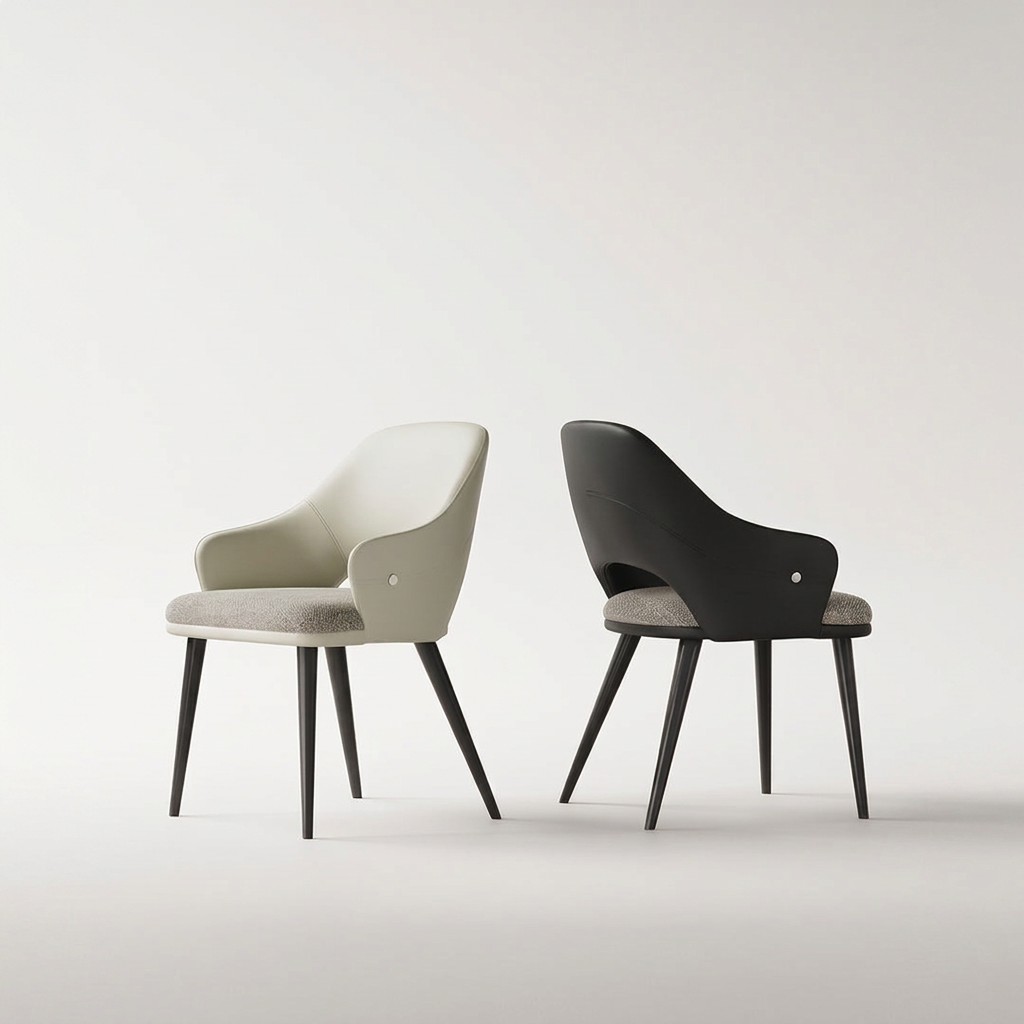 2. Bianchi ivory and black dining chairs