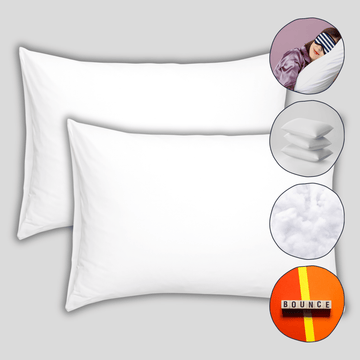 2 Pack Super Bounce Back Pillows Luxury Premium Fibre Filling for Superior Comfort and Support