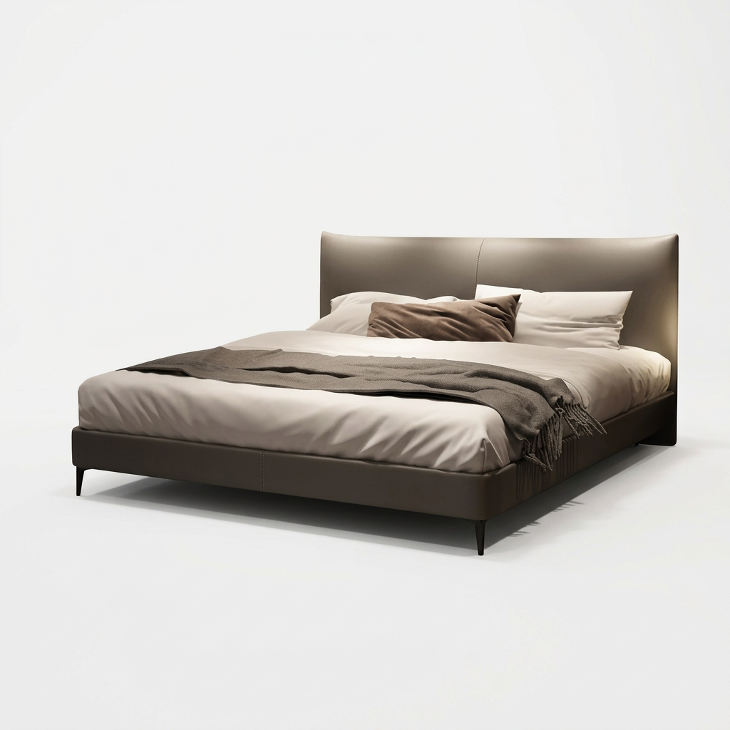 2. Viktor taupe bed on a white background