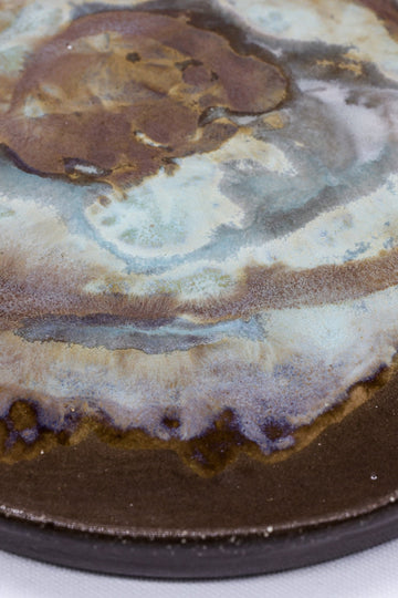 23 cm Tidepool Smoked Grey Large Stoneware Handmade Ceramic Dinner Plate