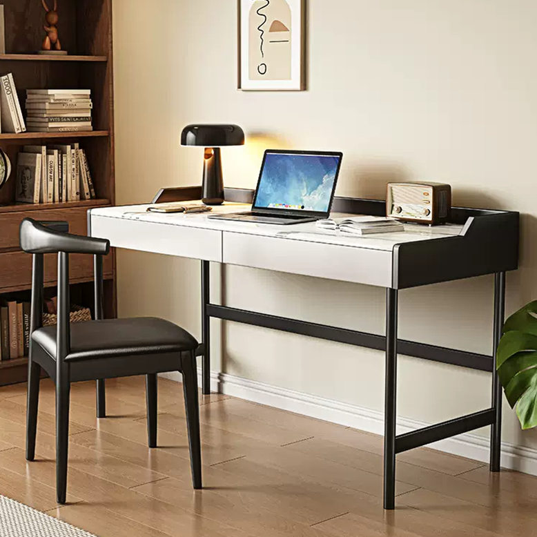 Zuriel Office Desk, White Sintered Stone