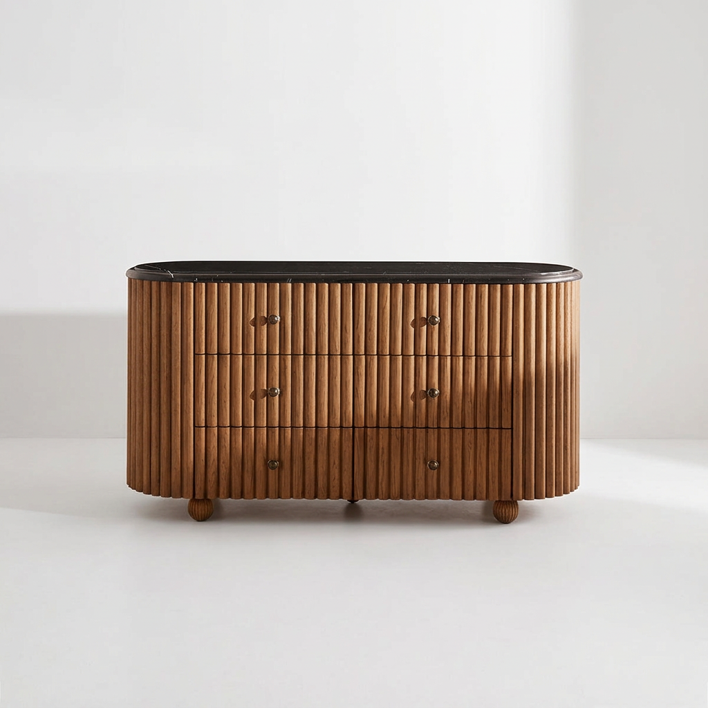 3. Ava black marble sideboard on a white background