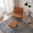 3. Barcelona brown leather chair and footstool viewed from above