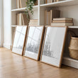 3 Pictures for Living Room | New York Skyline Line Art Skyscraper wall art displayed on a wall in a styled room — view 2