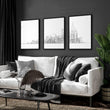 3 Pictures for Living Room | New York Skyline Line Art Skyscraper wall art displayed on a wall in a styled room — view 7
