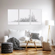 3 Pictures for Living Room | New York Skyline Line Art Skyscraper wall art displayed on a wall in a styled room — view 9