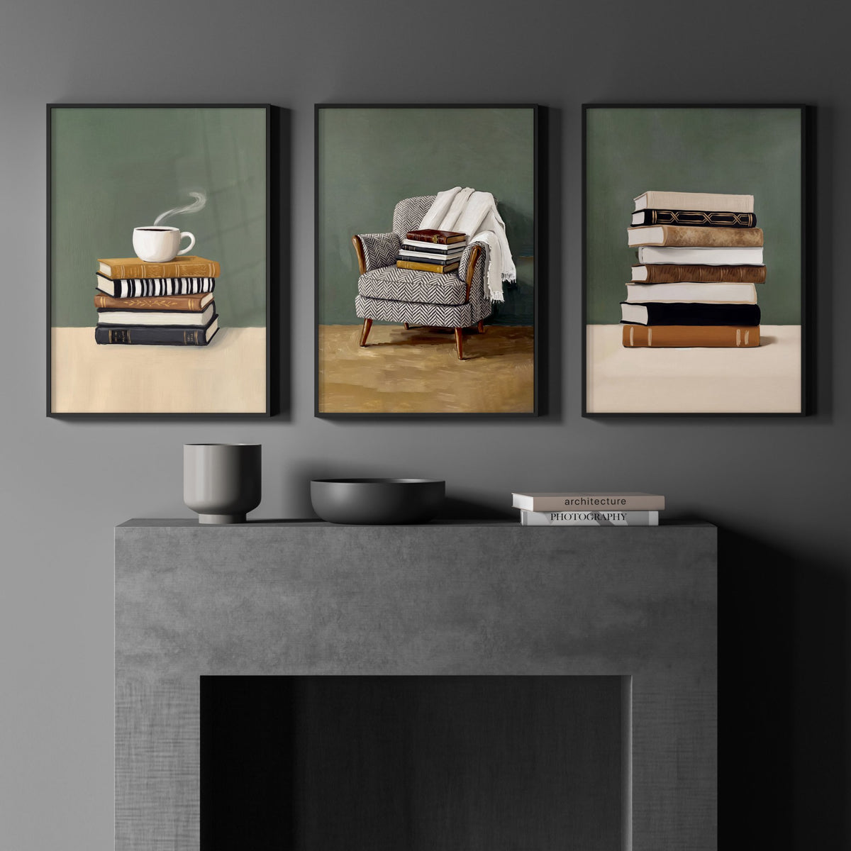 Bohemian Books & Reading Nook wall art displayed on a wall in a styled room