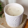 3 - Wick Candle in White Ceramic Fern Pot
