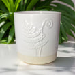 3 - Wick Candle in White Ceramic Fern Pot