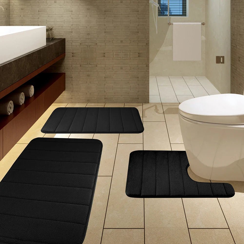 3Pcs Memory Foam Bath Mats Set 40x60CM 50X80CM Rectangle and U - Shaped Bathroom Rugs Non - Slip Soft Water Absorption Toilet Mats