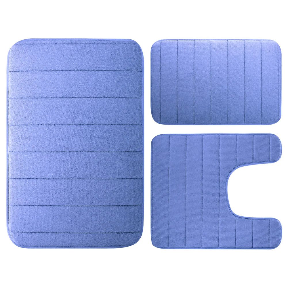 3Pcs Memory Foam Bath Mats Set 40x60CM 50X80CM Rectangle and U - Shaped Bathroom Rugs Non - Slip Soft Water Absorption Toilet Mats