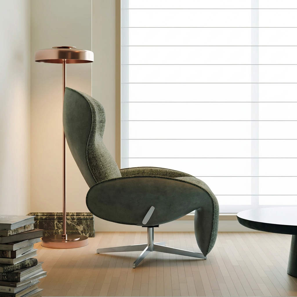 4. Abt green swivel recliner side view