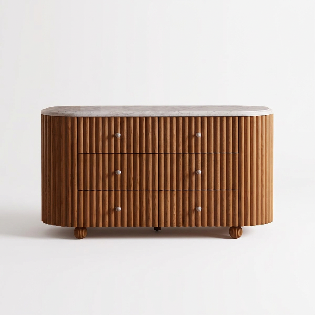 4. Ava white marble sideboard on a white background
