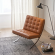 4. Barcelona brown leather chair viewed at an angle