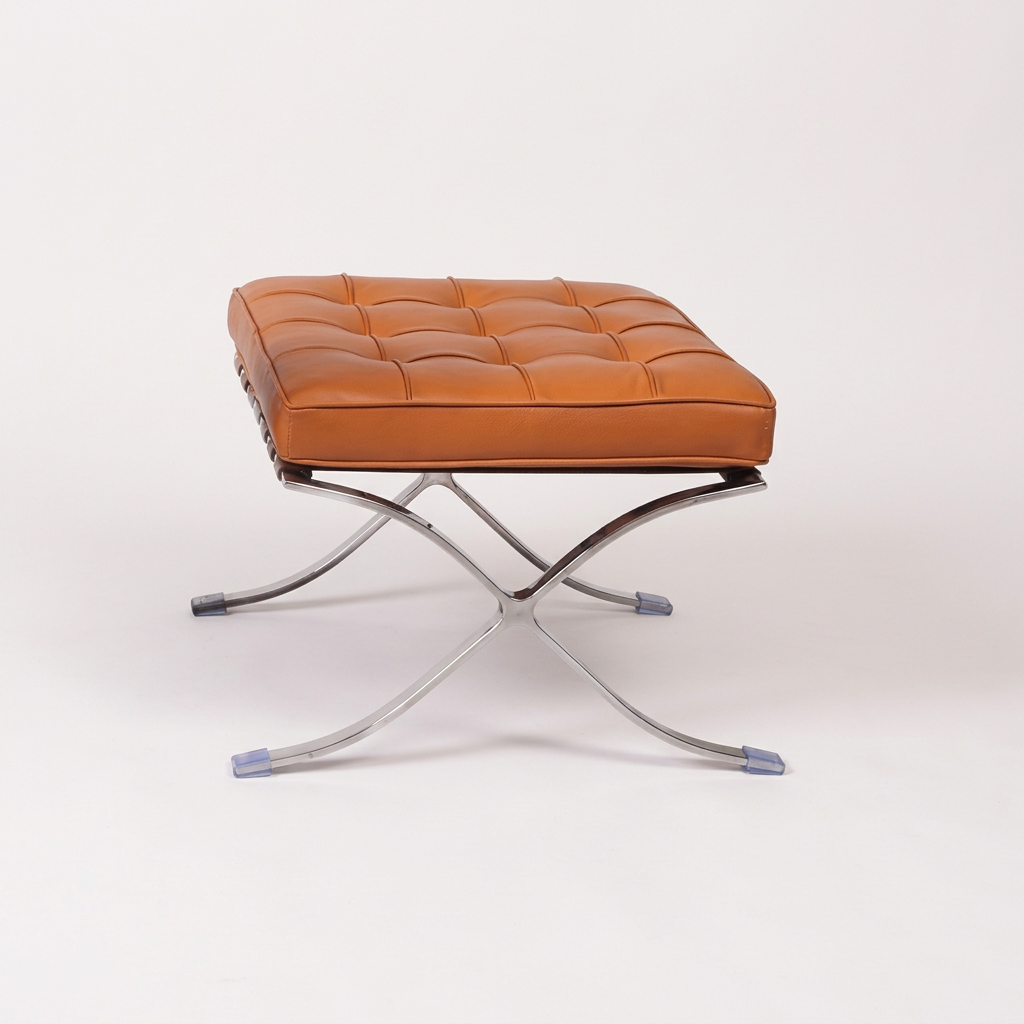 4. Barcelona cognac leather ottoman on a white background