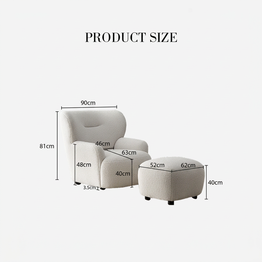 4. Carmen armchair and footstool original dimensions diagram