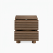 4. Clancy wooden bedside table with open drawers viewed from the front