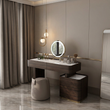 4. Harding dressing table viewed at an angle beside curtains