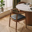 4. Kennedy dark oak curved backrest and black seat detail