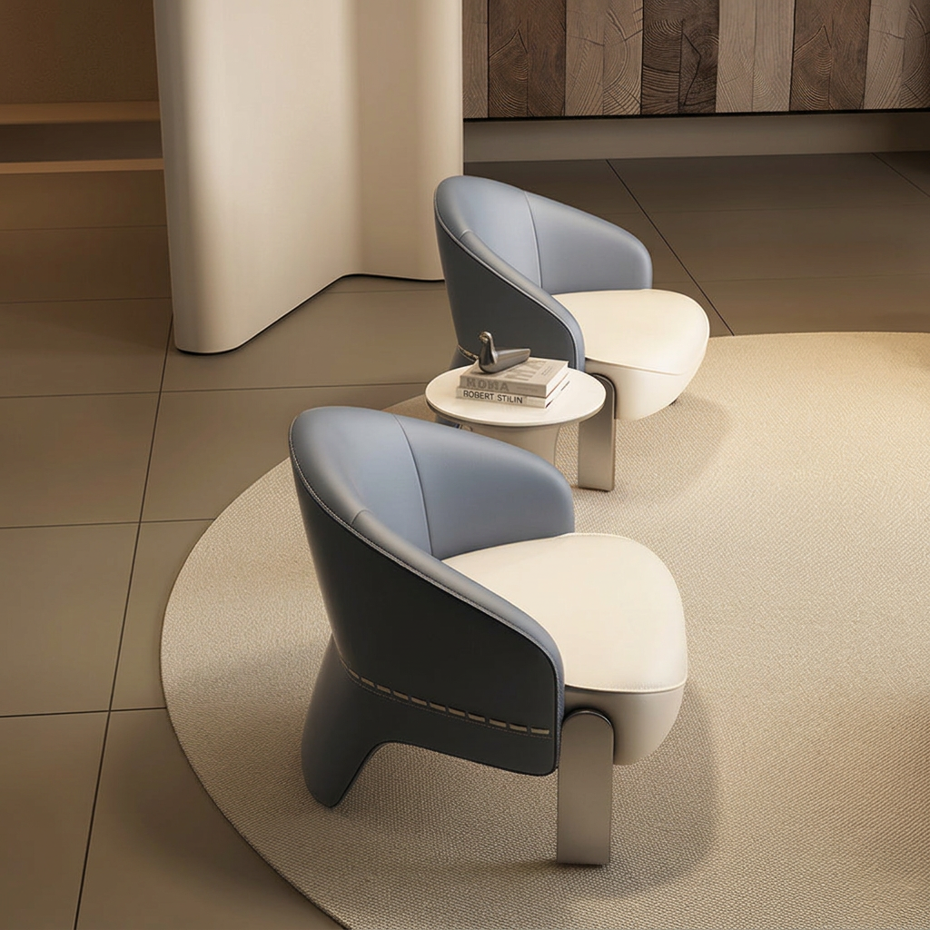 4. Pappas blue-grey leather armchairs viewed from above