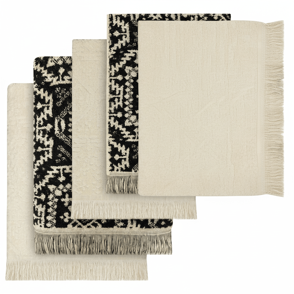 4 Piece Moroccan Towel Set 100% Cotton 500GSM High Absorbency Quick Drying Durable Soft Hand and Bath Towels for Elegant Bathroom Decor