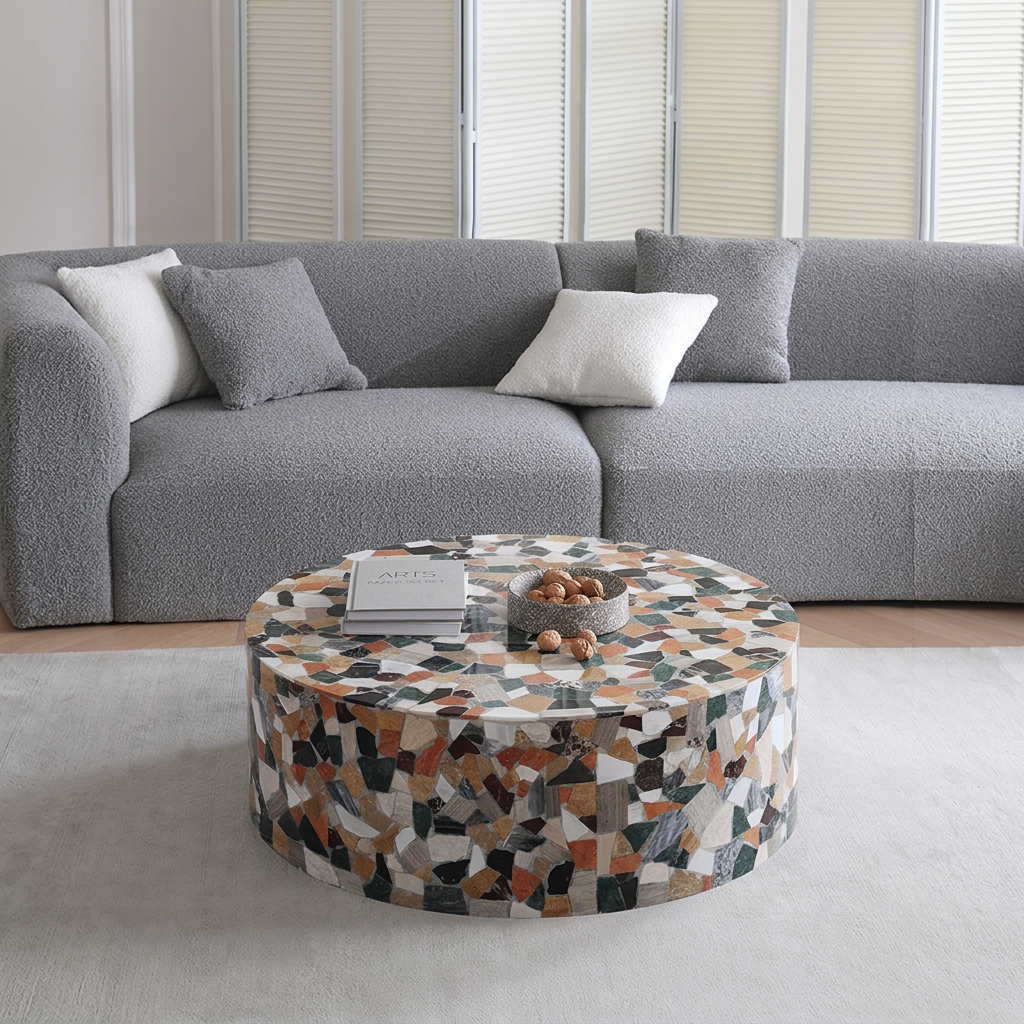 4. Zahra coffee table front view in a living room