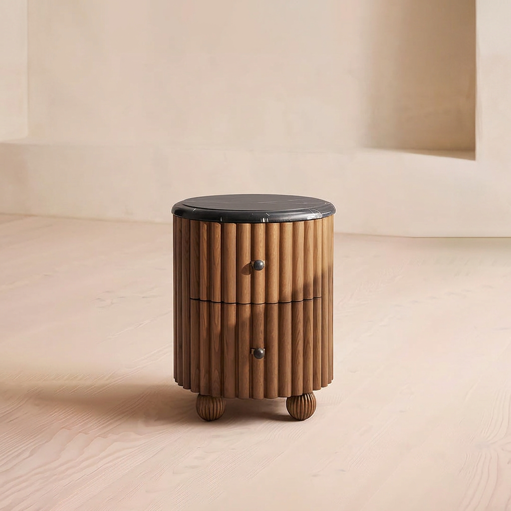 5. Ava Luxe black marble bedside table studio view