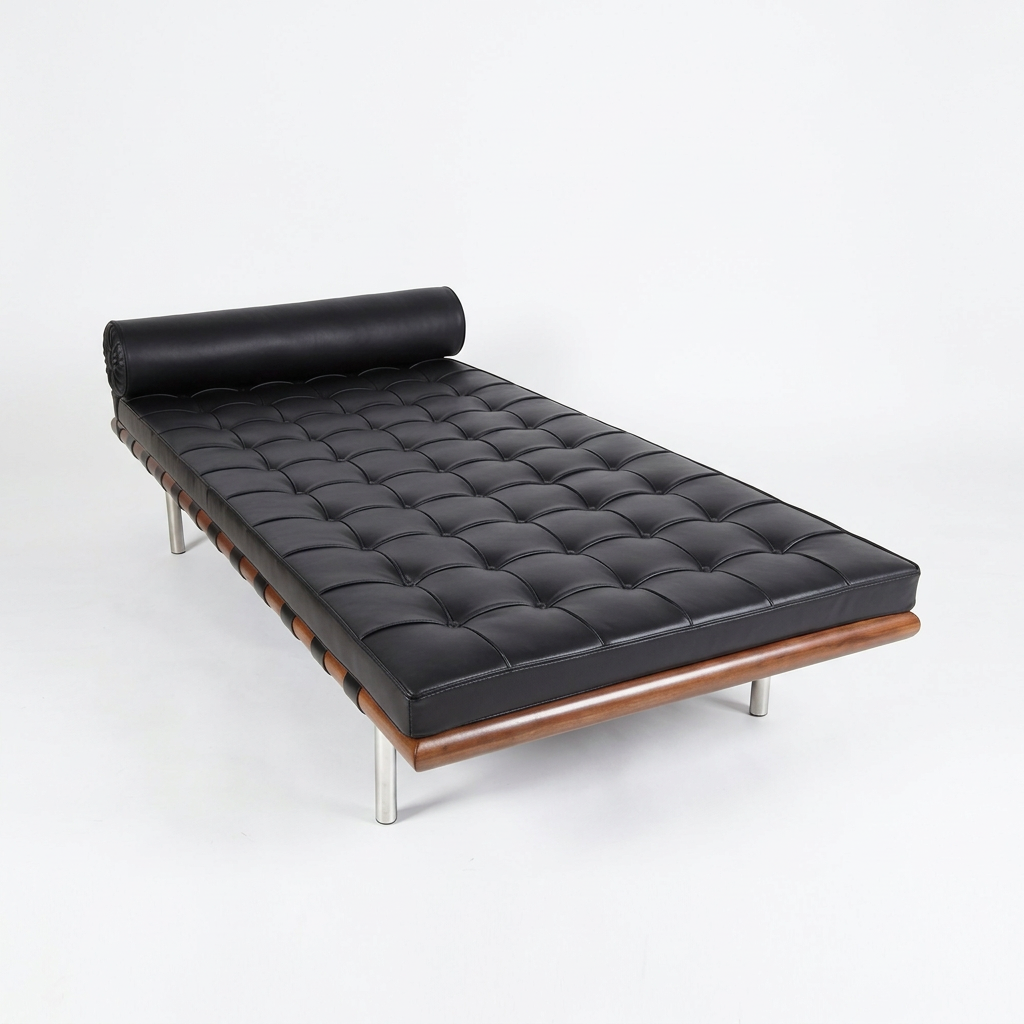 5. Barcelona black leather daybed viewed from above
