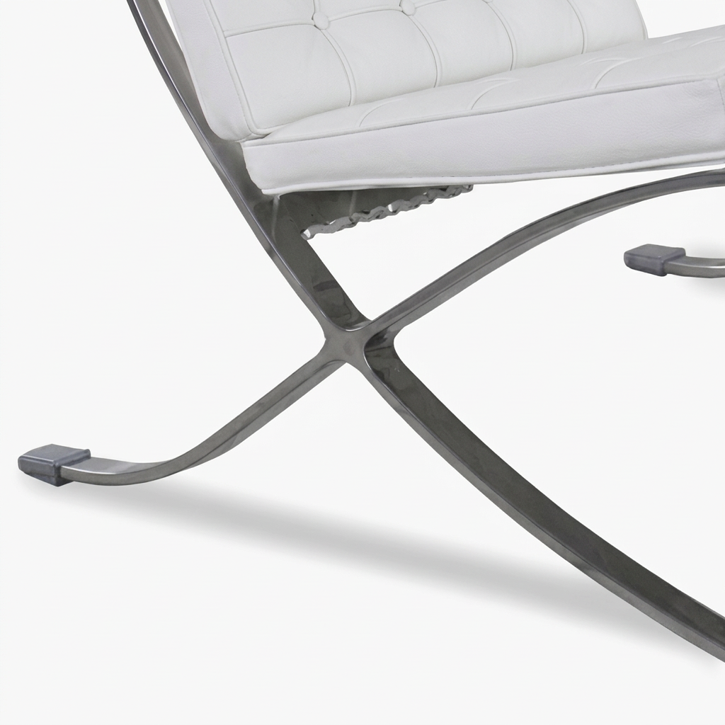 5. Barcelona ottoman chrome frame and floor protector detail