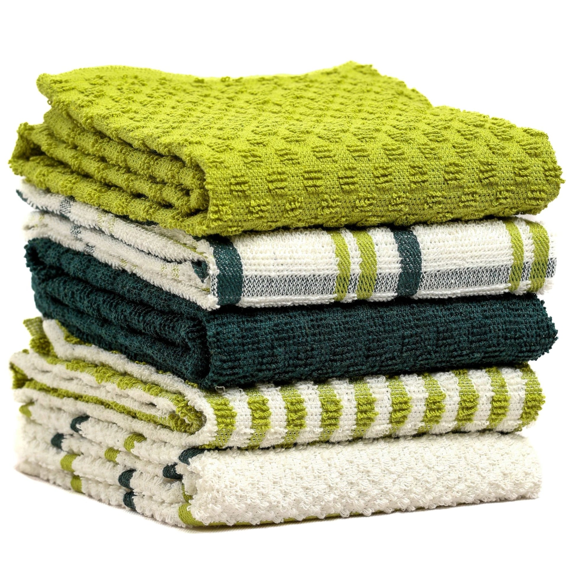 5 Pack Super Absorbent Check Quick Drying Cotton Terry Kitchen Tea Towels Durable Versatile Dish Towels for Home and Professional Use 45cm x 65cm