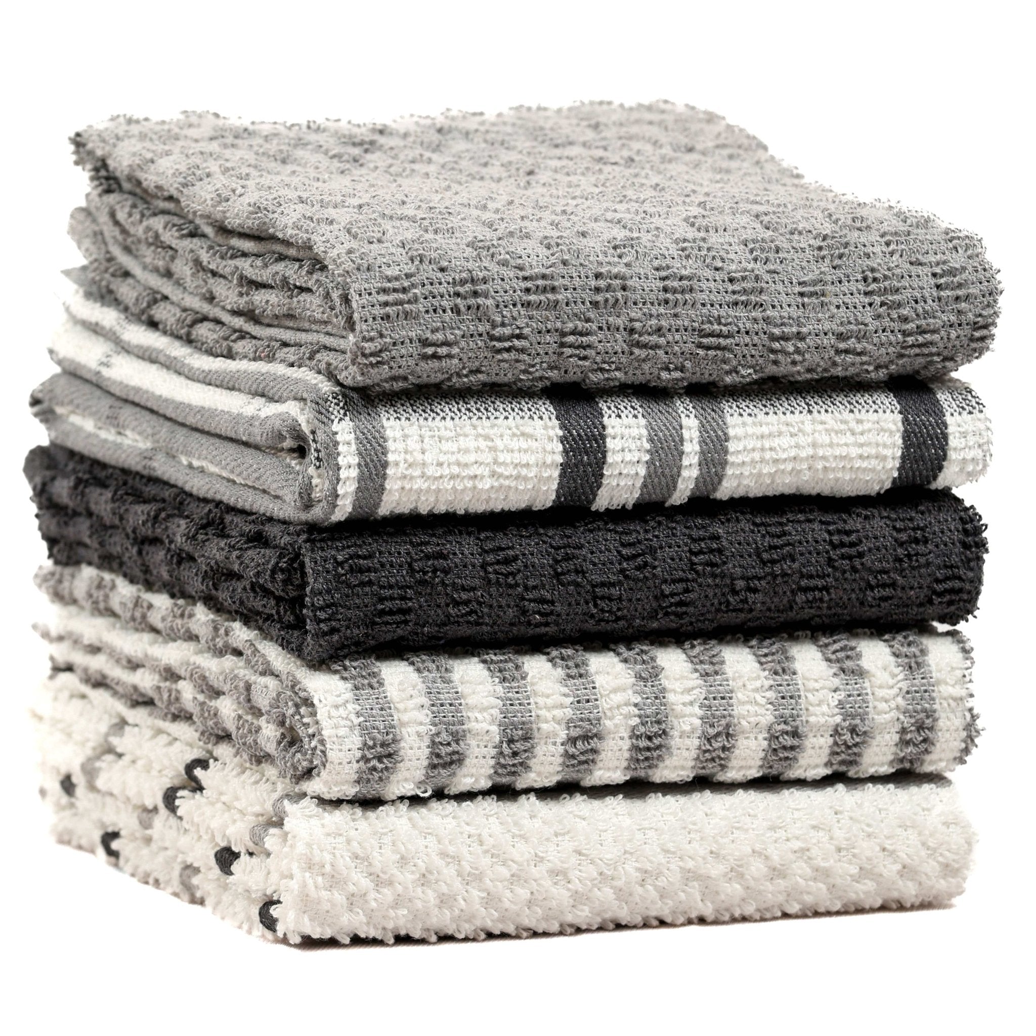 5 Pack Super Absorbent Check Quick Drying Cotton Terry Kitchen Tea Towels Durable Versatile Dish Towels for Home and Professional Use 45cm x 65cm