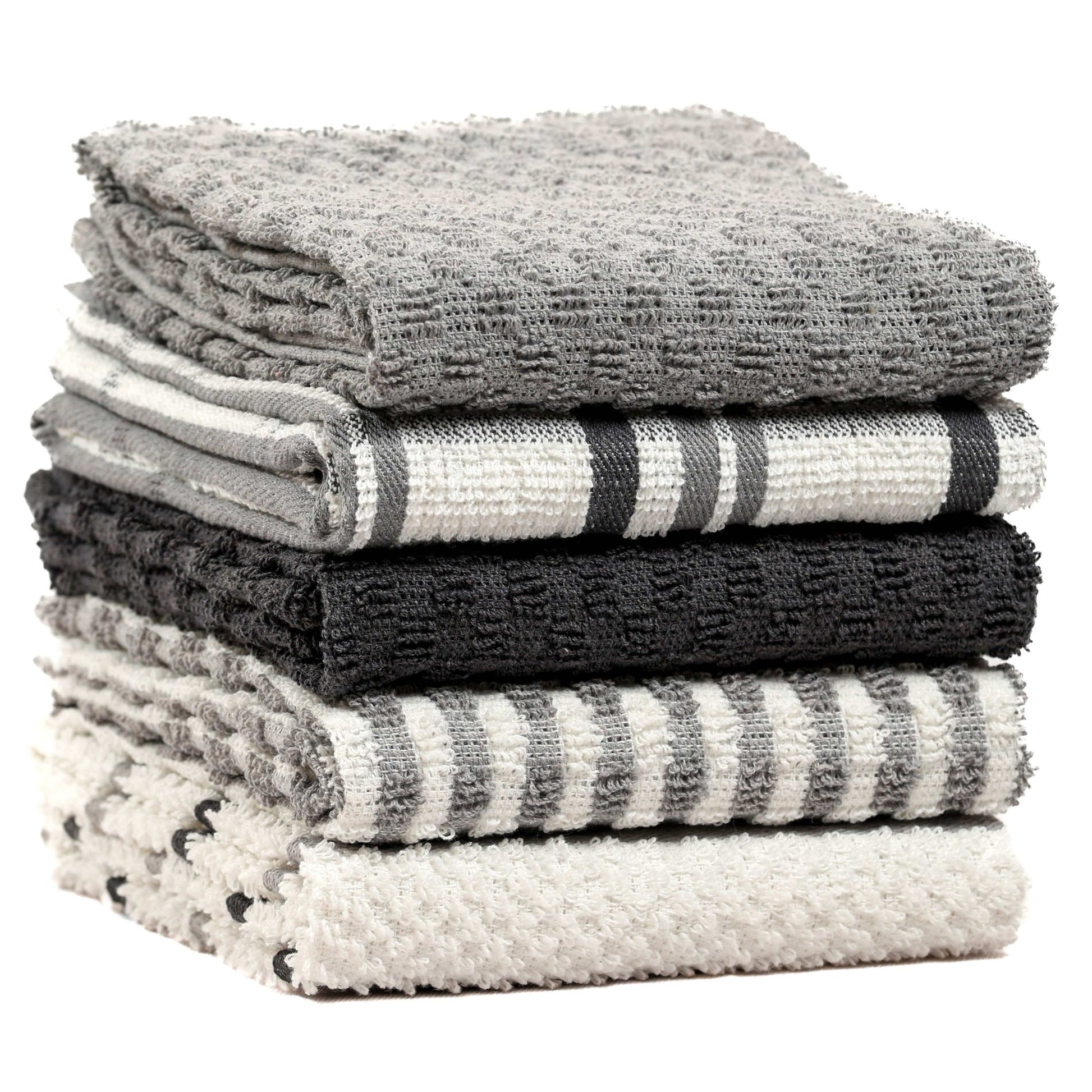 5 Pack Super Absorbent Check Quick Drying Cotton Terry Kitchen Tea Towels Durable Versatile Dish Towels for Home and Professional Use 45cm x 65cm