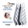 5 Pack Super Absorbent Check Quick Drying Cotton Terry Kitchen Tea Towels Durable Versatile Dish Towels for Home and Professional Use 45cm x 65cm