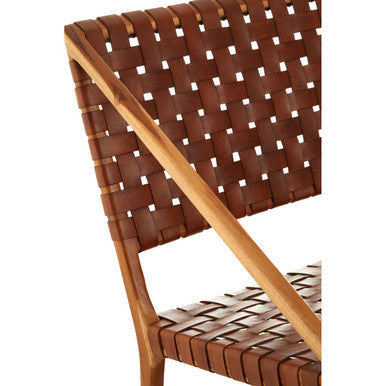 Kendari Tan Woven Leather and Teak Wood Chair