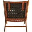 Kendari Brown Woven Leather and Teak Wood Chair with Head Cushion