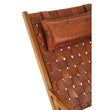 Kendari Brown Woven Leather and Teak Wood Chair with Head Cushion