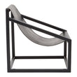 Kendari Black Leather and Teak Wood Sling Chair
