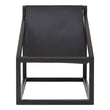 Kendari Black Leather and Teak Wood Sling Chair