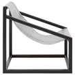 Kendari Grey Leather and Black Teak Wood Sling Chair