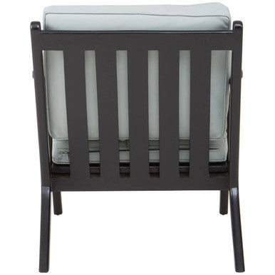 Kendari Grey Leather and Black Teak Wood Armchair