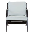 Kendari Grey Leather and Black Teak Wood Armchair
