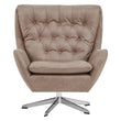 Harold Brown Leather Effect Button Tufted Swivel Chair