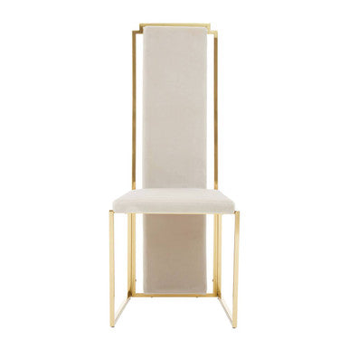 Deana Mink Velvet High Back Dining Chair with Gold Finish Frame