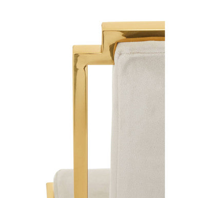 Deana Mink Velvet High Back Dining Chair with Gold Finish Frame