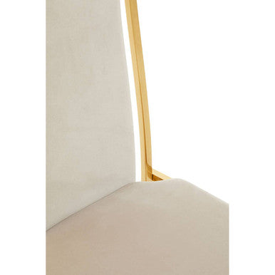 Deana Mink Velvet High Back Dining Chair with Gold Finish Frame