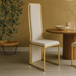 Deana Mink Velvet High Back Dining Chair with Gold Finish Frame